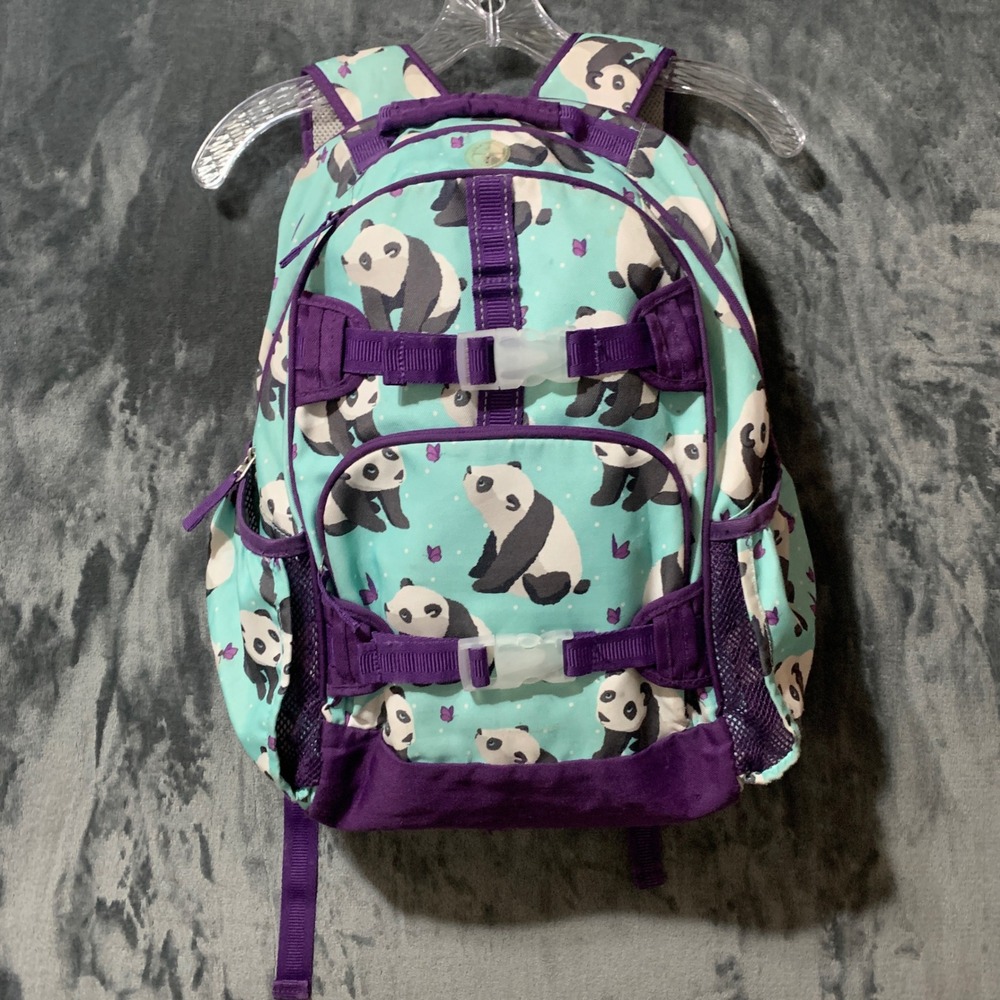 Pottery Barn Kids Backpack Unisex Kids Mackenzie Panda Bear Teal Purple Flaw